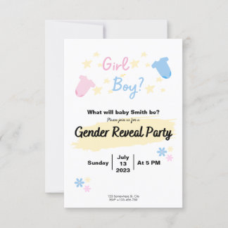 Convite Cute Invitation Gender Reveal 