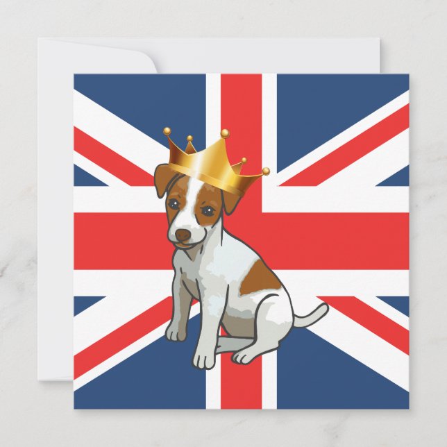 Convite Cute Jack Russell vestindo uma Coroa e um Jack Sin (Frente)