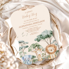 Convite Cute Jungle Safari Animals Baby Shower