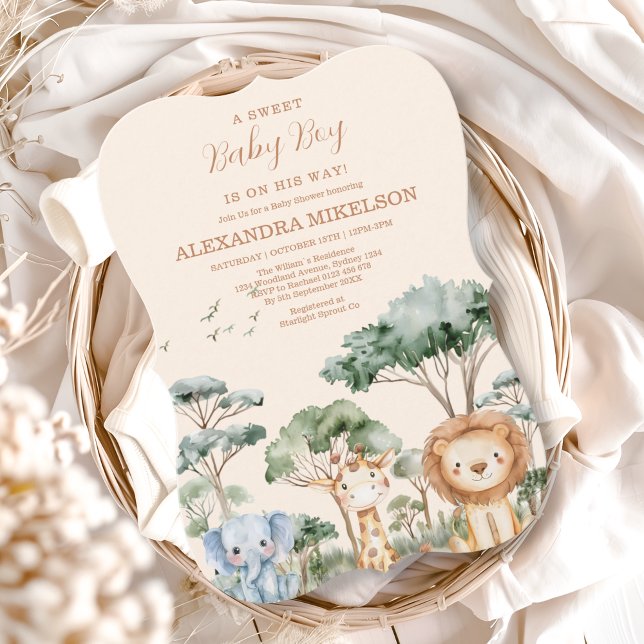 Convite Cute Jungle Safari Animals Baby Shower (Criador carregado)