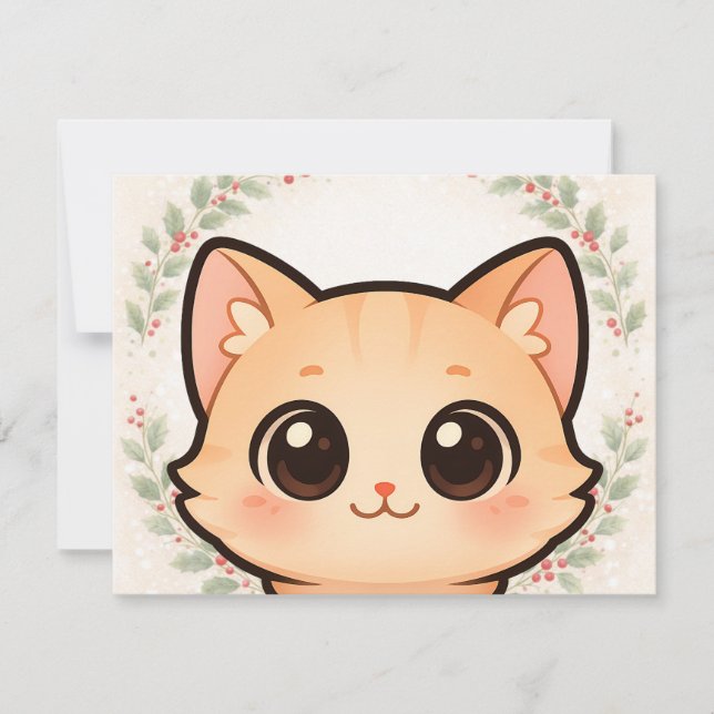 Convite Cute Kawaii Cat Face Invitation (Frente)