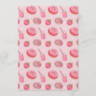 Convite Cute Kawaii Pink Aesthetic Foods Seamless Pattern