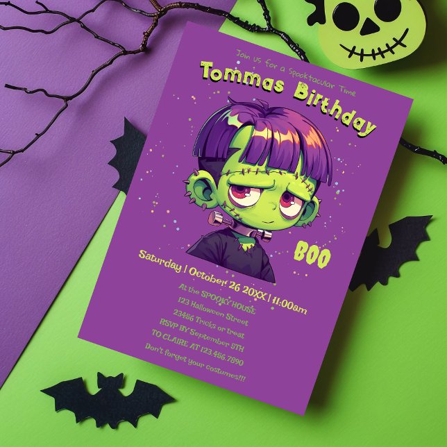 Convite Cute Kid Frankenstein Birthday (Criador carregado)