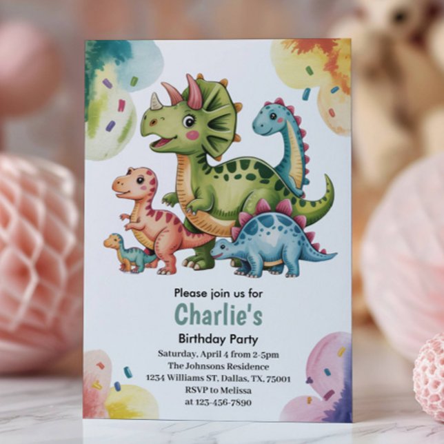 Convite Cute Kids Dinosaur Theme Birthday Party  (Criador carregado)