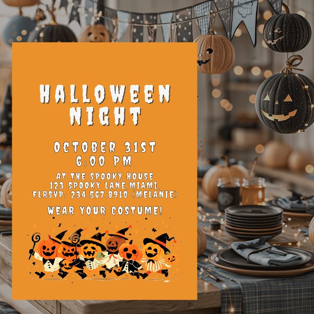 Convite Cute Kids Halloween Night Party Custom (Criador carregado)