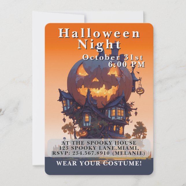 Convite Cute Kids Halloween Night Party Custom (Frente)