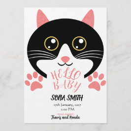 Convite Cute Kitty Baby Arrival Announcement