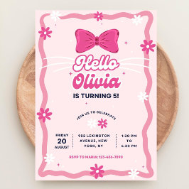 Convite Cute Kitty Birthday Invitation, Editable Kitty Bir
