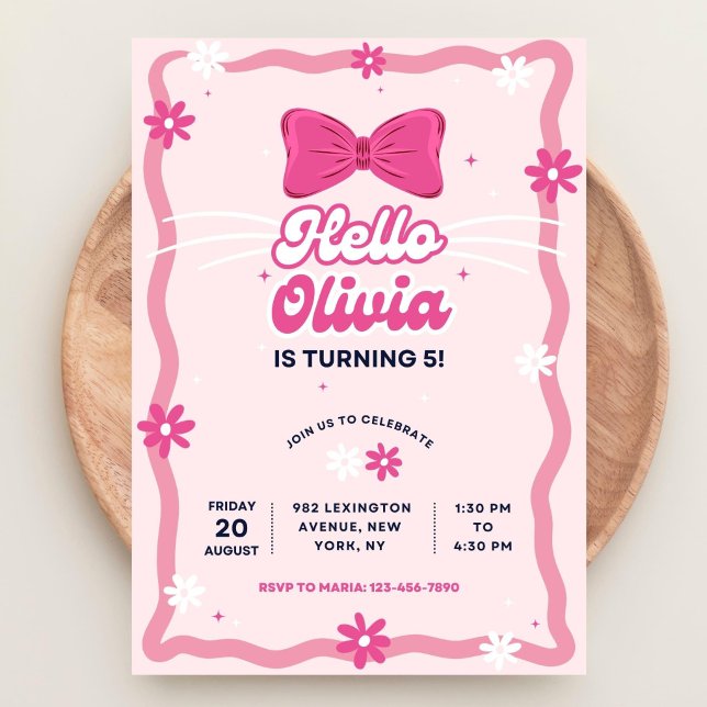 Convite Cute Kitty Birthday Invitation, Editable Kitty Bir (Criador carregado)