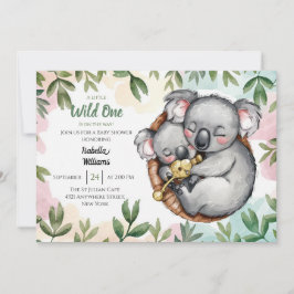 Convite Cute Koala Baby E Koala Mãe Chá de fraldas