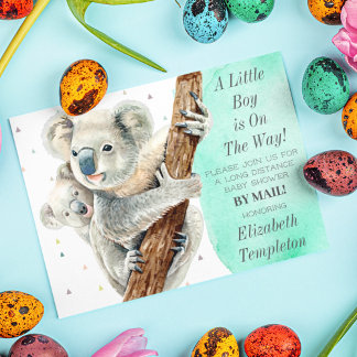 Convite Cute Koala Bear É um Chá de fraldas de Menino por