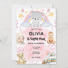 Convite Cute koala Birthday pink