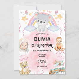 Convite Cute koala Birthday pink