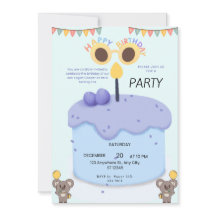 Cute Koala First Birthday Invitation - Customizabl