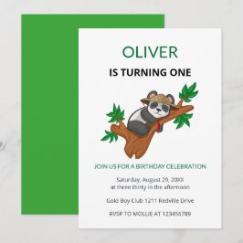 Convite Cute Koala Wild Animal Kids First Birthday Invitat