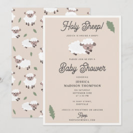Convite Cute Lamb Holy Sheep Funny Baby Shower