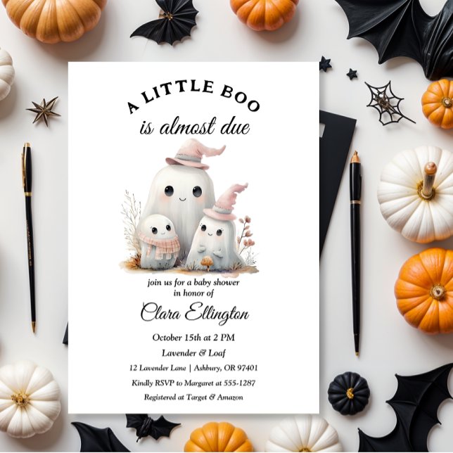 Convite cute little boo girl First Halloween Baby shower (Criador carregado)