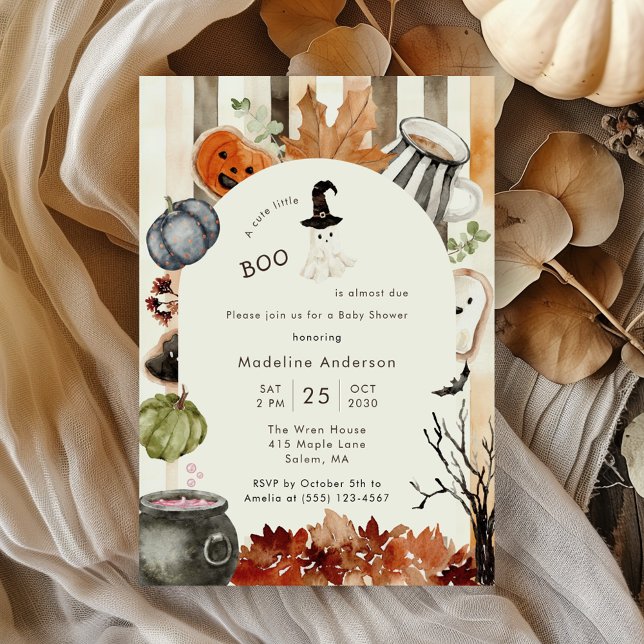 Convite Cute Little Boo Halloween Ghost Baby Shower (Criador carregado)