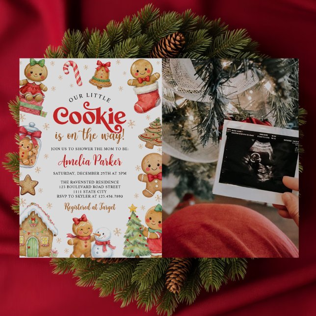 Convite Cute Little Cookie Christmas Baby Shower Photo (Criador carregado)