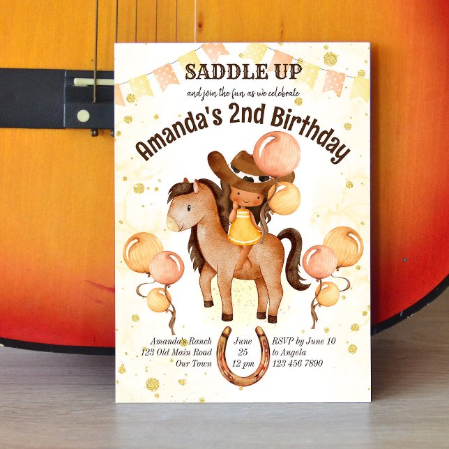 Convite Cute little cowgirl saddle up birthday invite (Criador carregado)