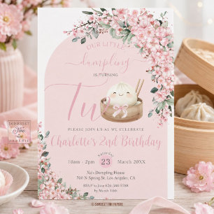 Convite Cute Little Dumpling Flores de Cerejeira 2º Aniver