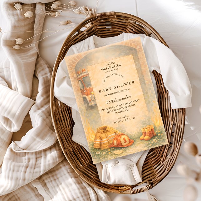 Convite Cute Little Firefighter Baby Shower (Criador carregado)
