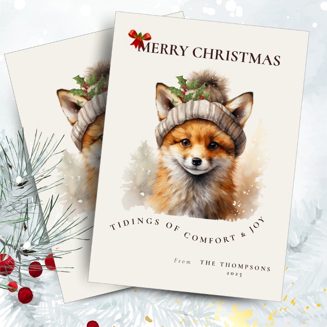 Convite Cute Little Fox Christmas Greetings Card (Criador carregado)
