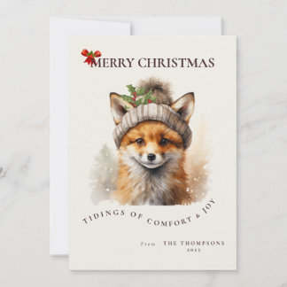Convite Cute Little Fox Christmas Greetings Card