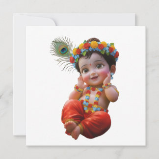 Convite Cute Little Krishna Traditional Indian Art Poster