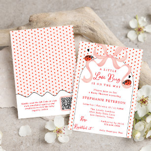 Convite Cute Little Love Bug Ladybug Código QR Baby Shower
