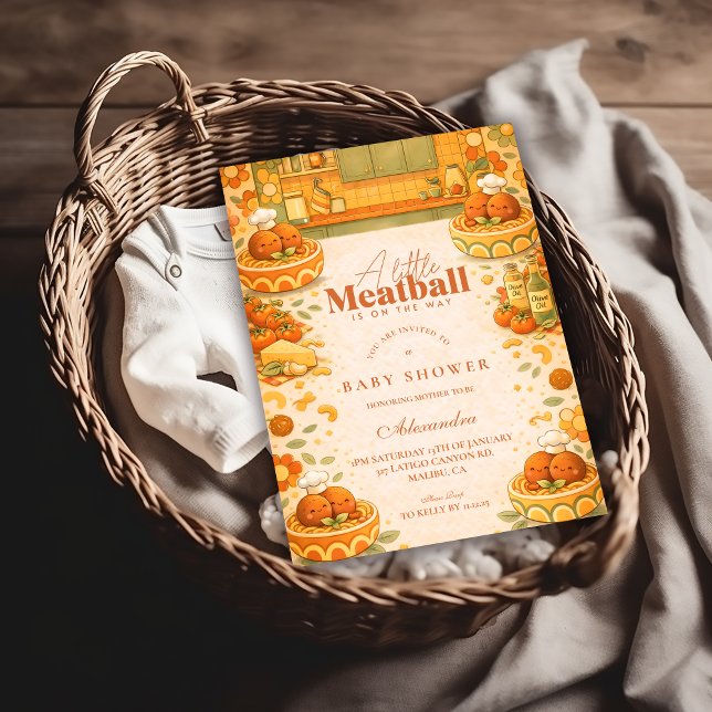 Convite Cute Little Meatball Baby Shower (Criador carregado)