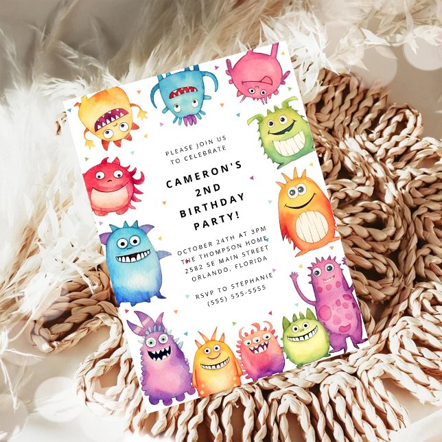 Convite Cute Little Monster Kids Birthday Invitation (Criador carregado)