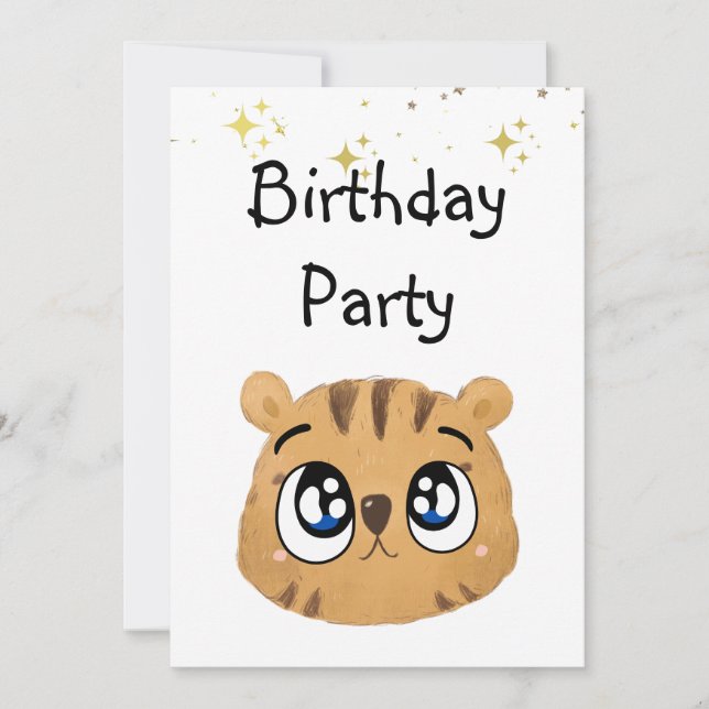 Convite cute little tiger (Frente)