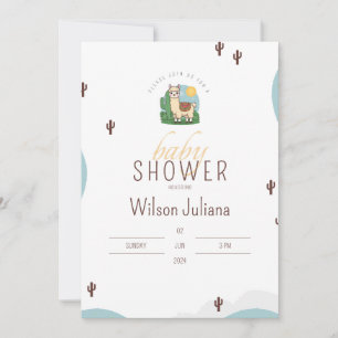 Convite Cute Llama Mexicano Fiesta Theme Chá de fraldas