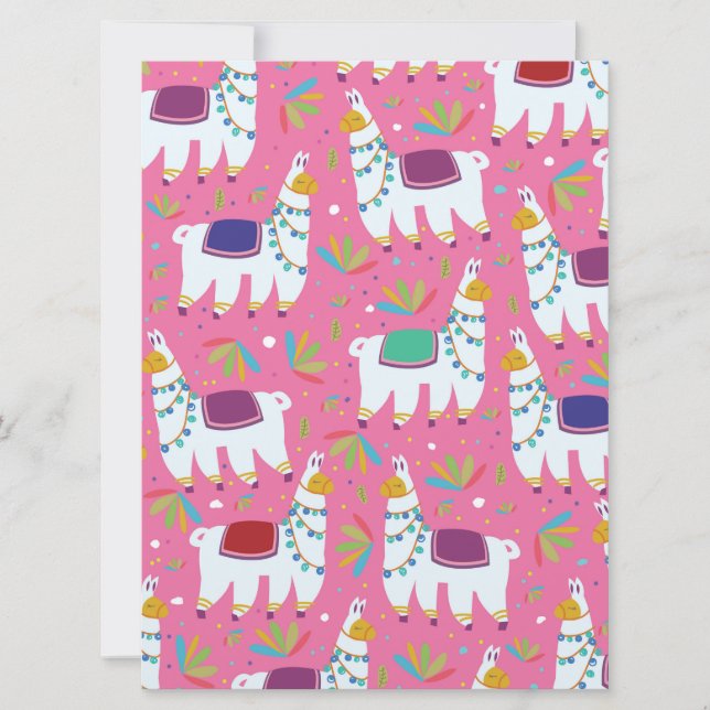 Convite Cute Llama Pattern (Frente)