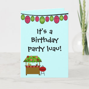 Convite Cute luau girls birthday party invitation card