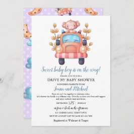 Convite Cute Monkey Boy Baby Shower Drive Through