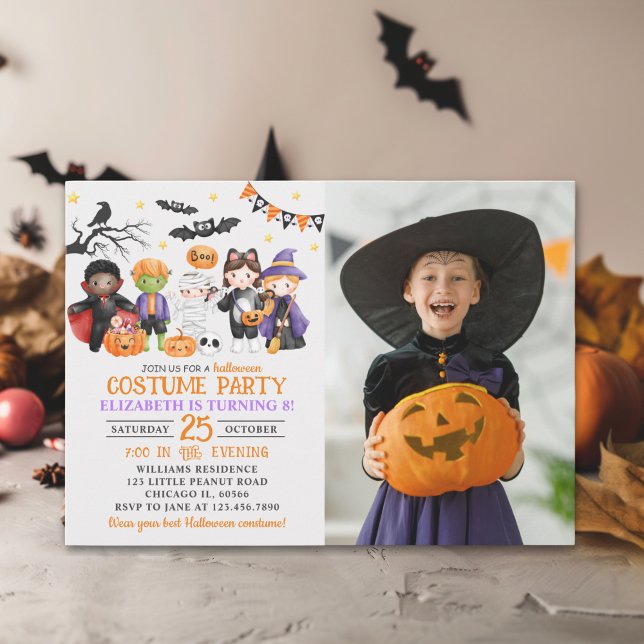 Convite Cute Monster Halloween Costume Party With Photo (Criador carregado)