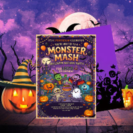 Convite Cute Monster Mash Halloween Kids Birthday Party 