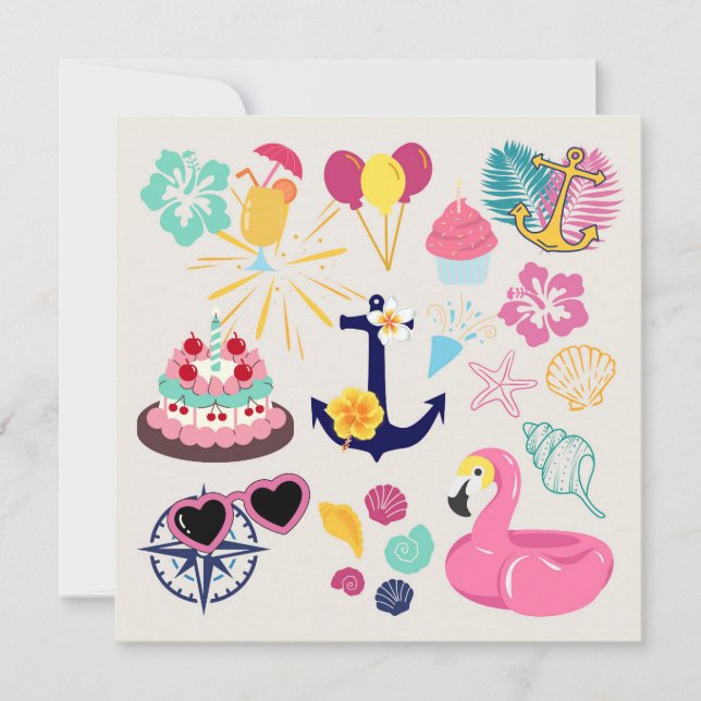 Convite   Cute Nautical Birthday Invitation (Frente)