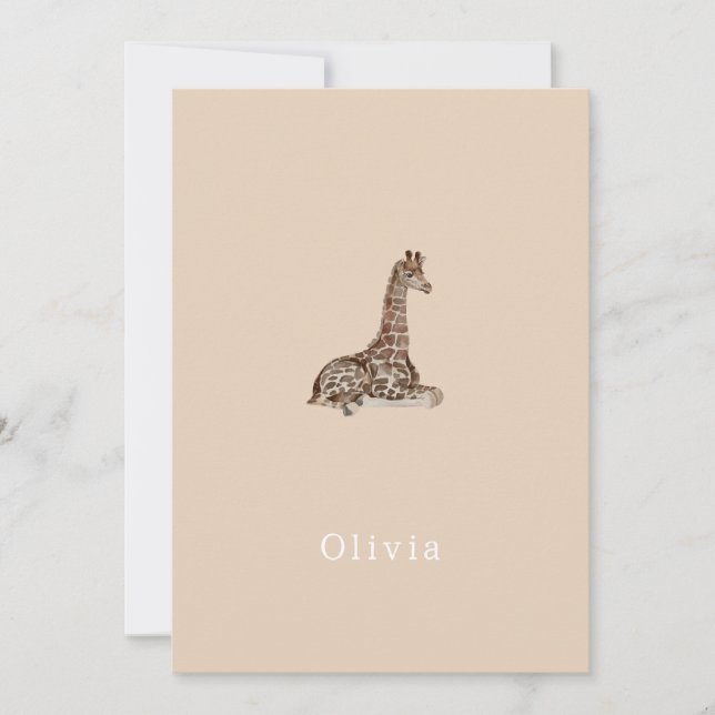 Convite Cute Neutral Birth Announcement Giraffe Card (Frente)
