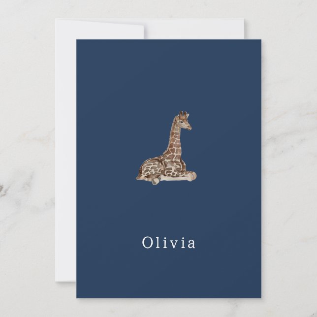 Convite Cute Neutral Birth Announcement Giraffe Card (Frente)