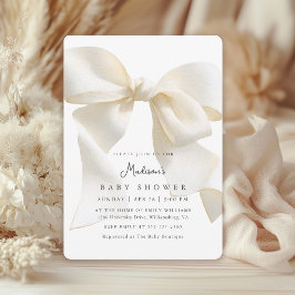 Convite Cute Neutral Ivory Coquette Bow Baby Shower