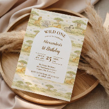 Cute Neutral Safari Animals First Birthday