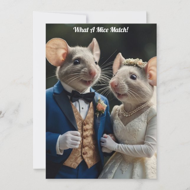 Convite Cute Newlyweds Mice Wedding (Frente)