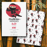 Convite Cute Ninja Warrior Kids Black & Red Festa de anive<br><div class="desc">Um tema de festa de aniversário de temas nonja fofo. Um aniversário de criança de convite a design de guerreiro ninja personalizado perfeito para um tema de festa de aniversário de artes marciais. Um convite de festas preto e vermelho do aniversário de criança Samurai que pode ser personalizado para seus...</div>