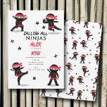 Convite Cute Ninja Warrior Kids Black & Red Festa de anive<br><div class="desc">Um tema de festa de aniversário de temas nonja fofo. Um aniversário de criança de convite a design de guerreiro ninja personalizado perfeito para um tema de festa de aniversário de artes marciais. Um convite de festas preto e vermelho do aniversário de criança Samurai que pode ser personalizado para seus...</div>