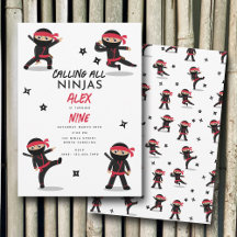 Cute Ninja Warrior Kids Black & Red Festa de anive