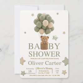 Convite Cute Olive Green Boy Baby Shower Invitation