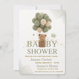 Convite Cute Olive Green Boy Baby Shower Invitation